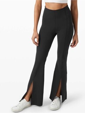 Lululemon In The Groove Flare Pant Front Split Hem Black Size 10